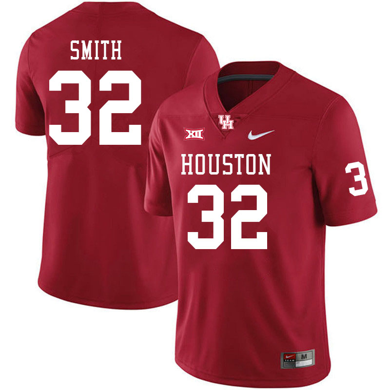 Men #32 Aubrey Smith Houston Cougars Big 12 XII College Football Jerseys Stitched-Red
